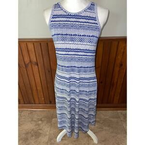 Womens Banana Republic Blue White Abstract Geometric Sleeveless Stretchy Dress S